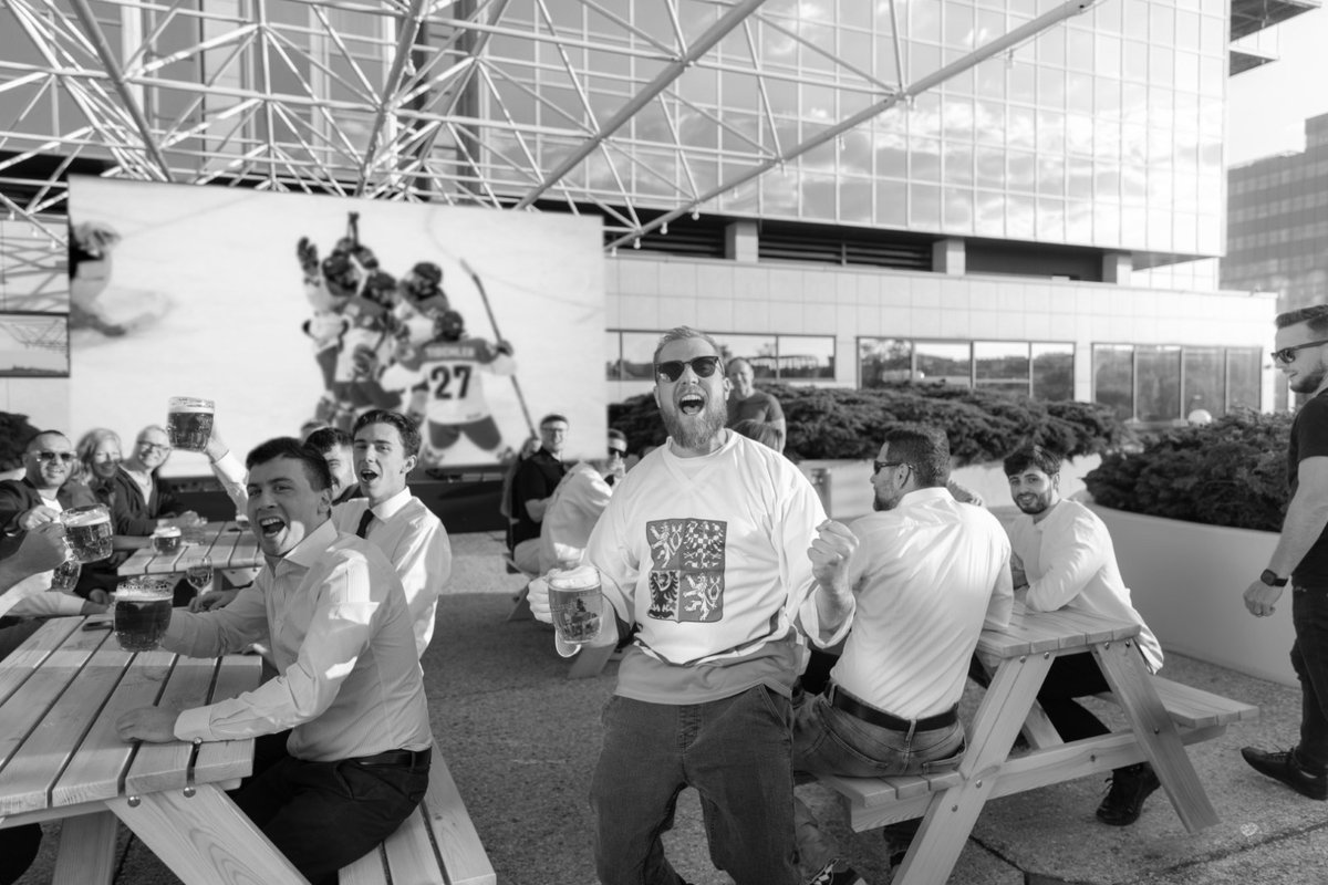 Radim cheering on the Czech national hockey team